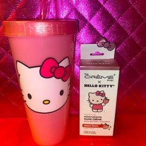 Hello Kitty Color Changing Tumbler & Creme Shop Kawaii Peach Hand Cream + BONUS